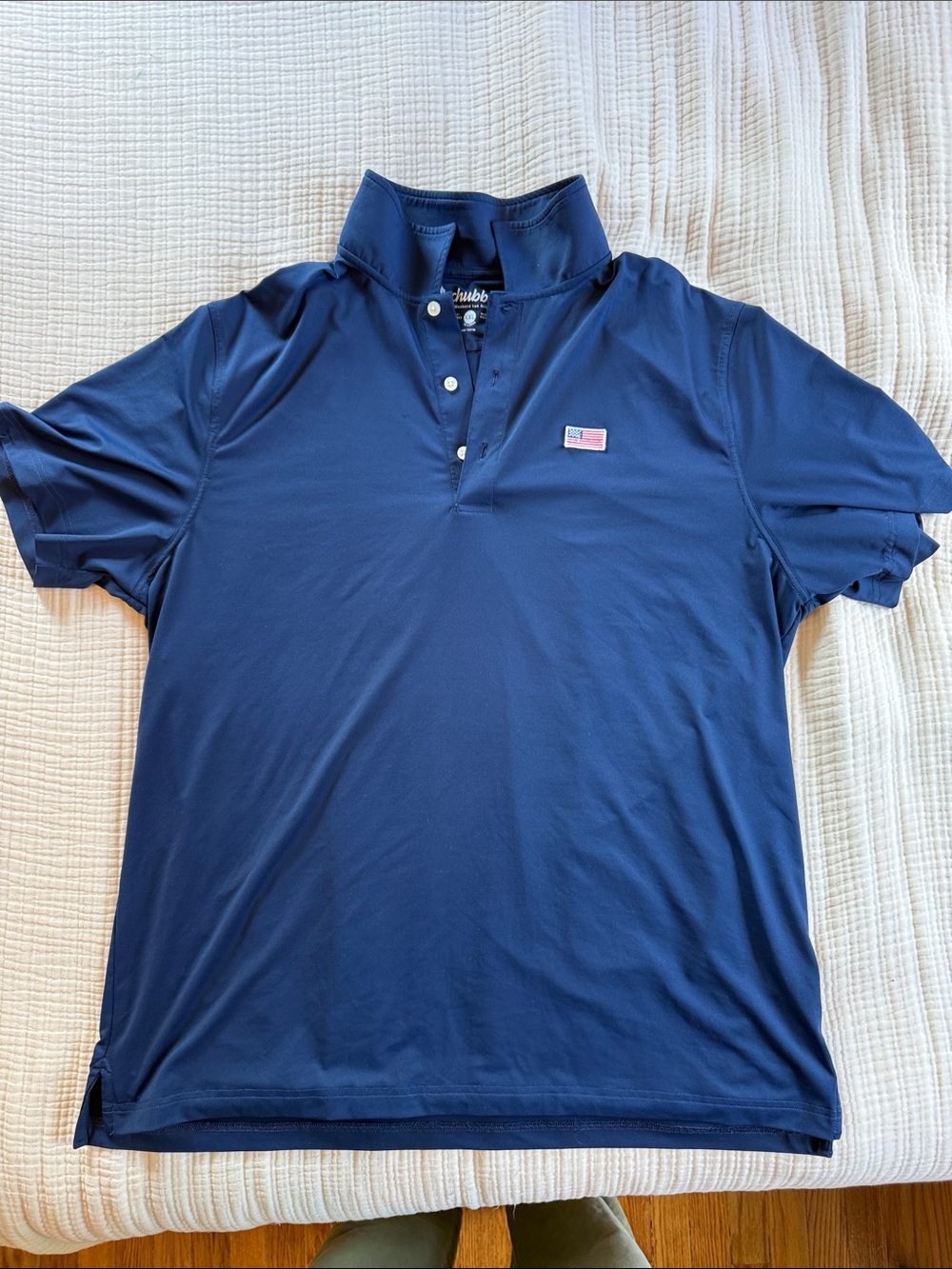 chubbies Navy Performance Polo with Flag Patch